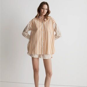 Madewell Signature Poplin Oversized Shirt Striped color Orche Fresco
